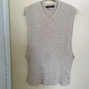 Urban Outfitters Beige Ribbed V-Neck Sweater Vest